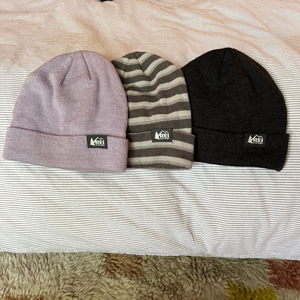 Bundle of 3 REI wool blend beanies